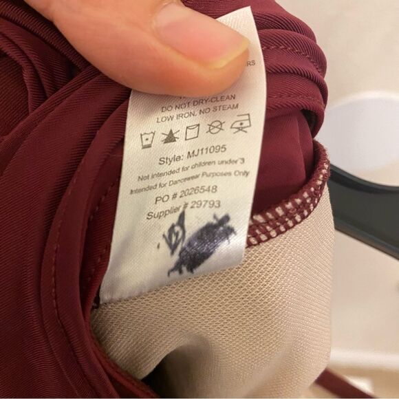 WEISSMAN Elite Dance Costume burgundy romper leotard jumper Islands MJ11095 IC - Picture 5 of 9